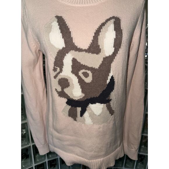 Loft Frenchie French bulldog rosebud pink cotton sweater - size S - OE - Picture 5 of 10
